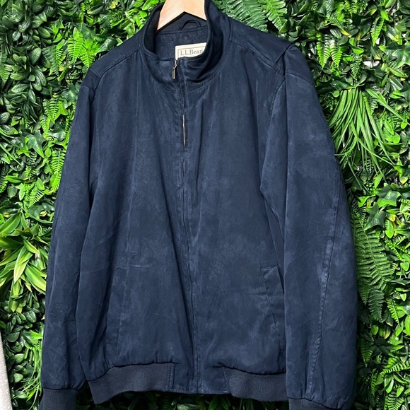 Vintage LL Bean Jacket Mens ‎ XL Navy Bomber Full Zip Collared Lined Warm 3532